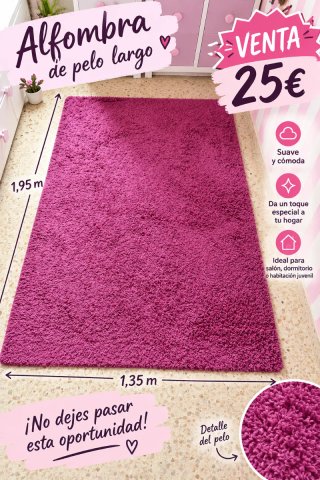 Tappeto in pelo lungo fucsia 1,95m x 1,35m