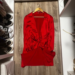 Vestido de raso Rojo Zara