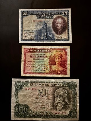 Lote de 3 Billetes Antiguos de España