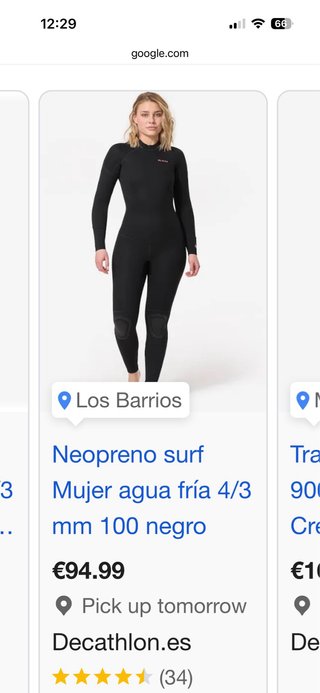 Neopreno Surf Mujer 4/3 mm Negro