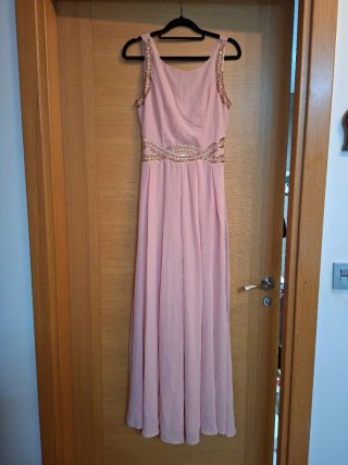 Vestido de fiesta largo rosa palo