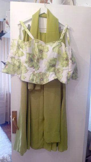 Vestido largo verde oliva