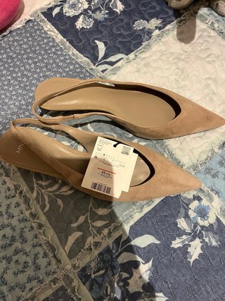Tacones bajos Mango beige talla 38
