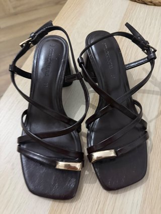 Sandalias Tacón Stradivarius Negras T36/ 1 uso