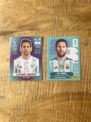 2 Cromos Lionel Messi (Panini) Mundial 2022 y 2026