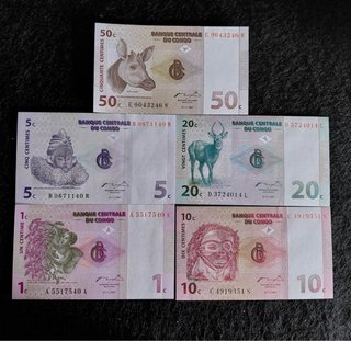 Set de 5 Billetes República Democrática Congo