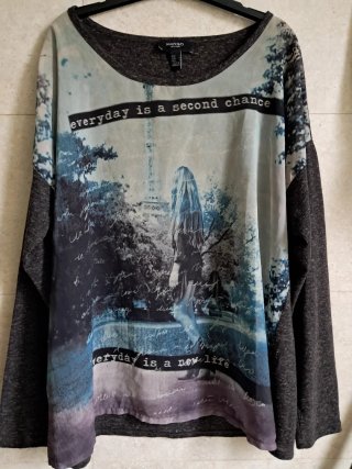 Camiseta Mango Jeans Estampada Talla L