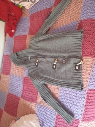 Jersey Gris de Punto con Botones talla 12