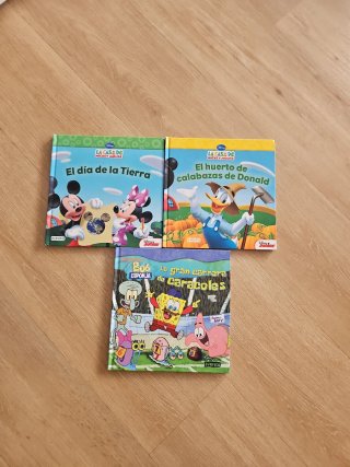 Pack de tres libros. Mickey, Donald y Bob esponja.