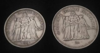 Lote 2 Monedas Francia 10 y 50 Francos - Plata 900