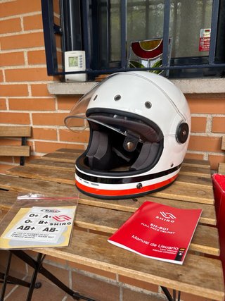 Casco Moto Retro Shiro SH-801 Blanco y Rojo