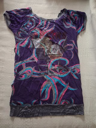 Camiseta de chica estampada Medio abierta espalda