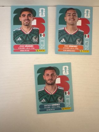 3 Cromos Panini Mundial México