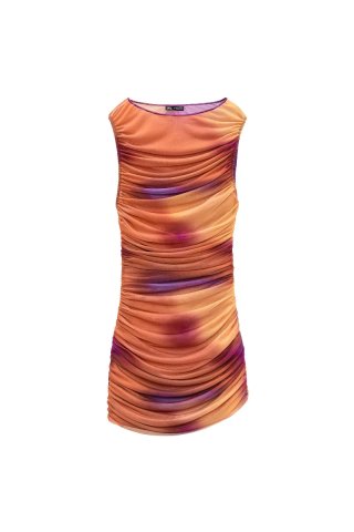 Vestido corto Zara naranja y morado