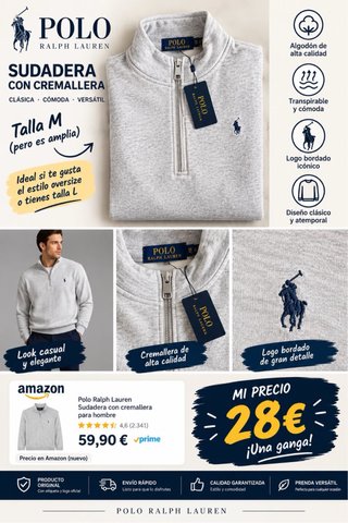 Sudadera Polo Ralph Lauren Gris Talla M