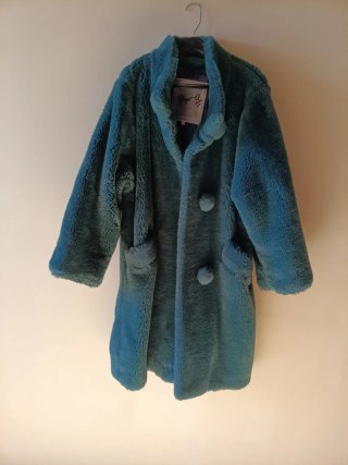 Abrigo de Pelo Sintético Azul Talla M