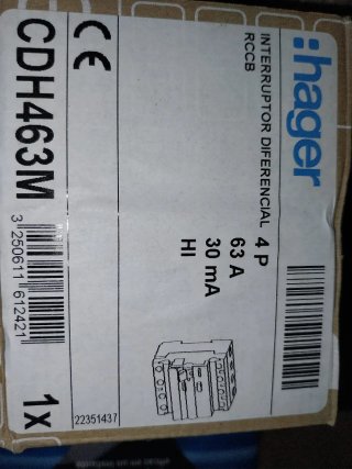 Interruptor Diferencial Hager CDH463M.