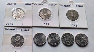Lote de 8 monedas conmemorativas Tailandia 2 Baht