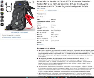 Arrancador Baterías Coche 6000A 12V NexCyber