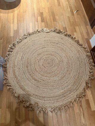 Alfombra Redonda de Yute con Flecos