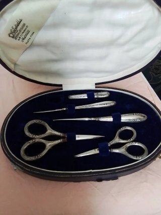 Estuche de Costura Antiguo de Plata Mexicana