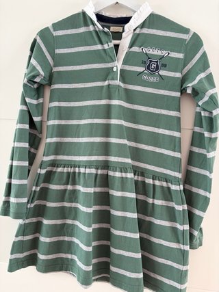Vestido Gocco rayas verde y gris talla 9-10