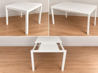 Mesa Extensible Blanca con cuatro sillas