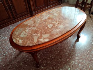Mesa de centro de cerezo y mármol