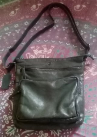 Bolso Bandolera de Piel Gris Cochor