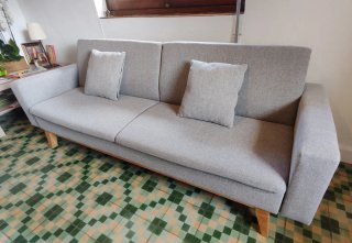 Sofá cama nuevo 3 plazas de tela gris