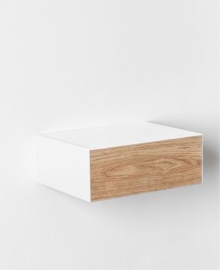 Mesita Flotante 30cm Roble y Blanco