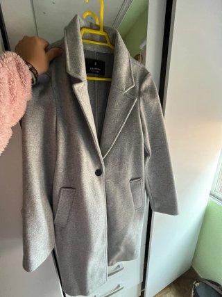 Abrigo de paño gris Stradivarius