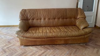Sofá de Cuero Marrón Vintage