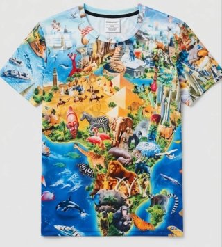 Camiseta Decouson Estampado Mapamundi Talla M