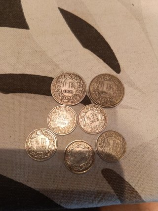 Lote de 7 Monedas de Plata Francos Suizos
