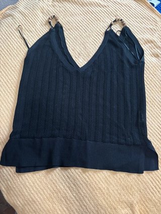 Top / Camiseta de tirantes calada negra