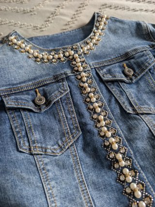 Chaqueta Vaquera con Perlas Talla S