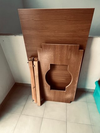 Mesa camilla de madera con cristal