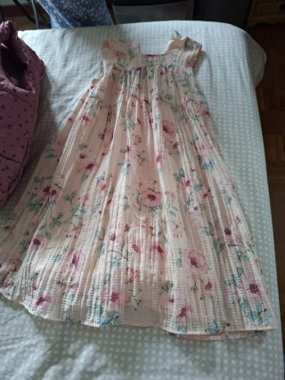 Vestido para niña beige con flores 8/9Años