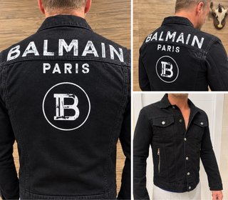 Chaqueta vaquera negra de Balmain Paris, de estilo