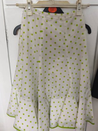Falda Rociera Blanca con Lunares Verdes talla 6-8
