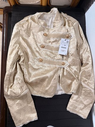 Chaqueta Militar Jacquard Beige Estilo Napoleón