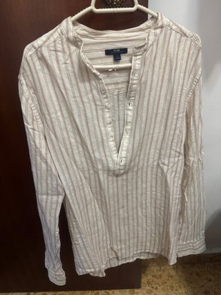Camisa Kiabi a rayas beige y blanca