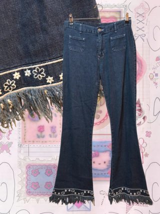 Pantalones Vaqueros con Bordados y Flecos