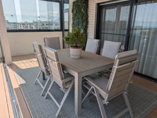 Conjunto de Terraza con 6 Sillas Reclinables