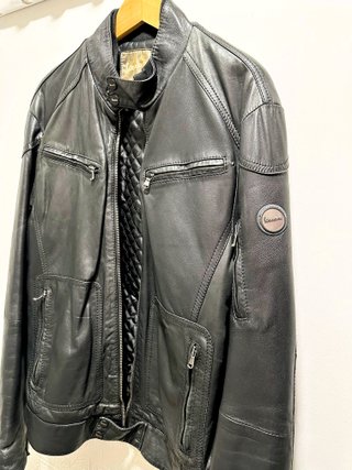 Cazadora de Piel Vespa Piaggio Negra