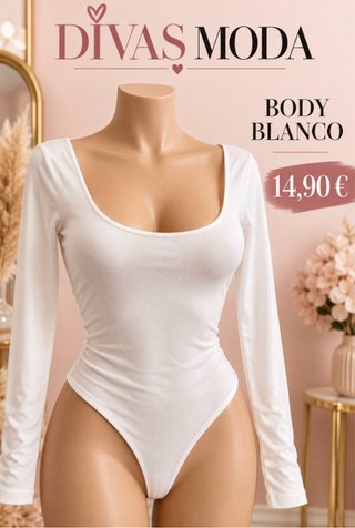 Body Blanco de Manga Larga