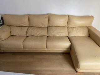 Sofá Chaise Longue de Piel 4 Plazas