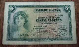 Billete 5 Pesetas 1935 Banco de España