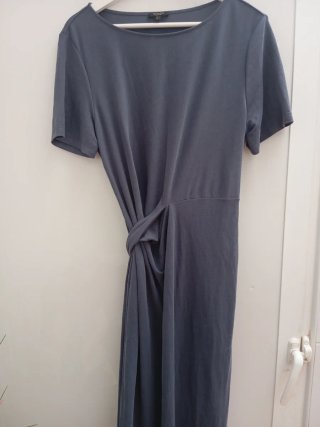 Vestido largo gris Massimo Dutti